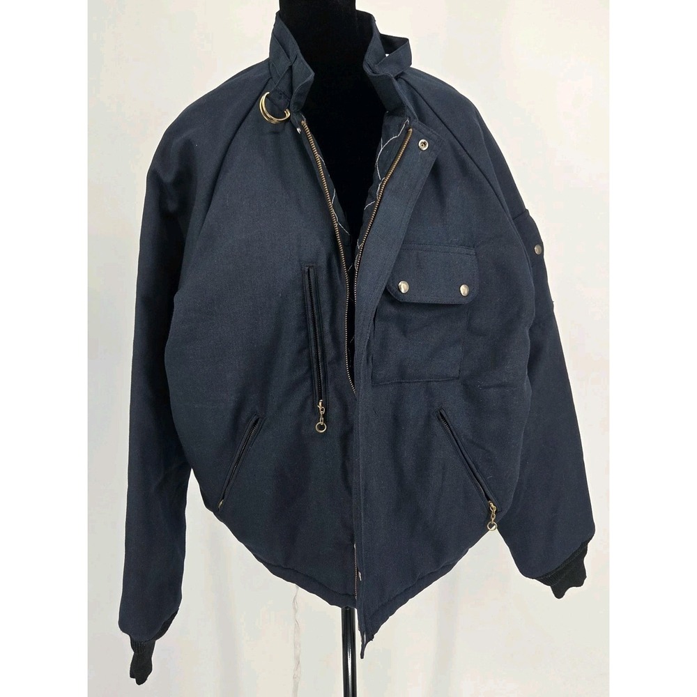Vtg Workrite 3155NN Bomber Jacket Large Navy Nomex IIIA Quilted USA Made